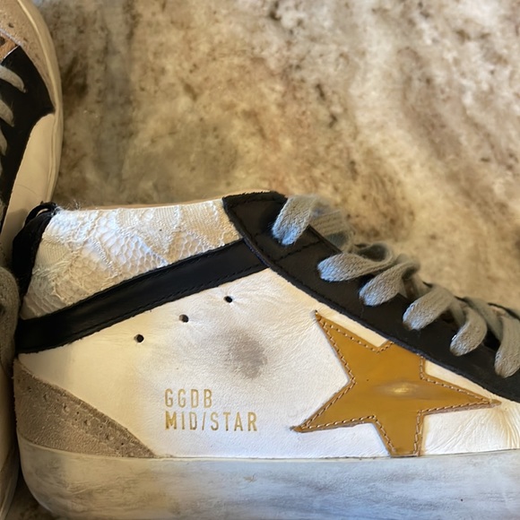 Golden Goose mid star, leather leopard sneaker w gold star, size 37, with box - Picture 9 of 16
